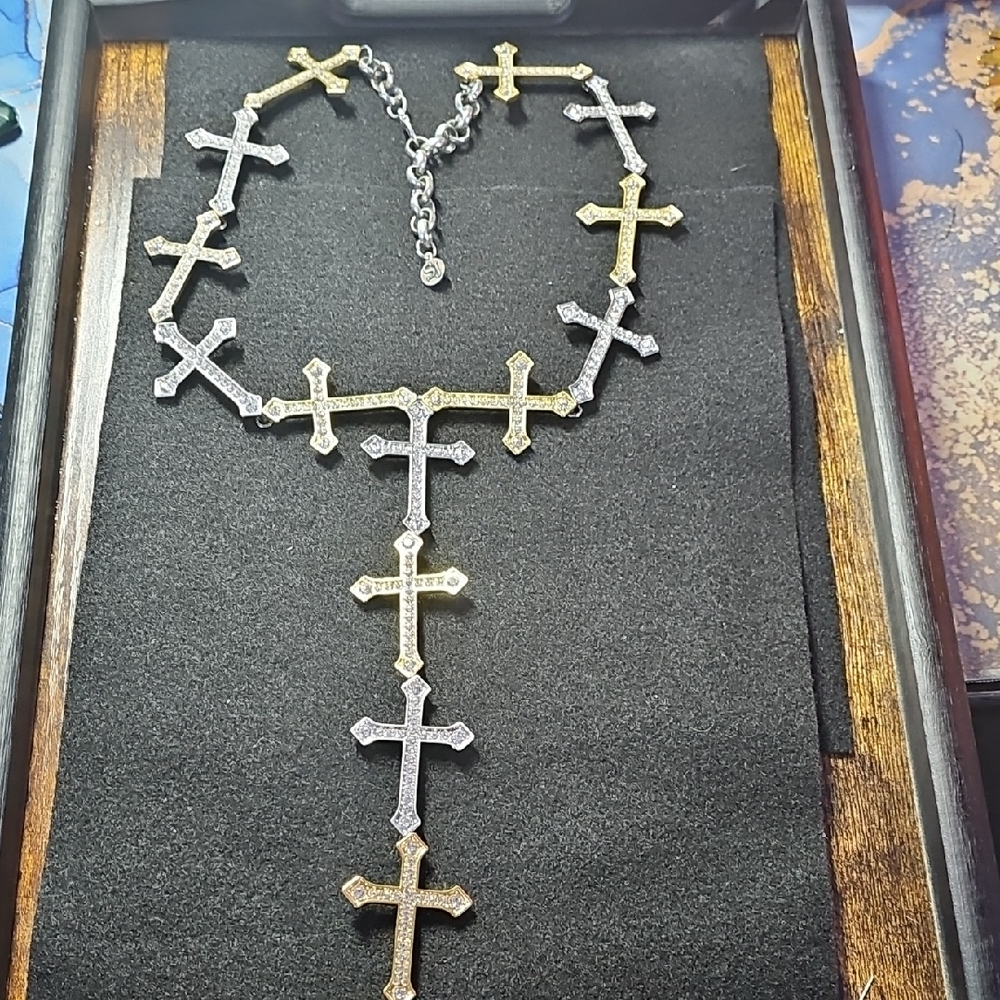Sassy Jones Gold and Silver Cross Necklace